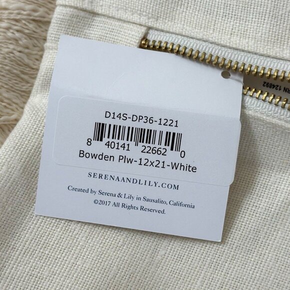 NEW Serena & Lily Bowden Pillow Cover (12”x21”)-White Beige - Picture 2 of 2